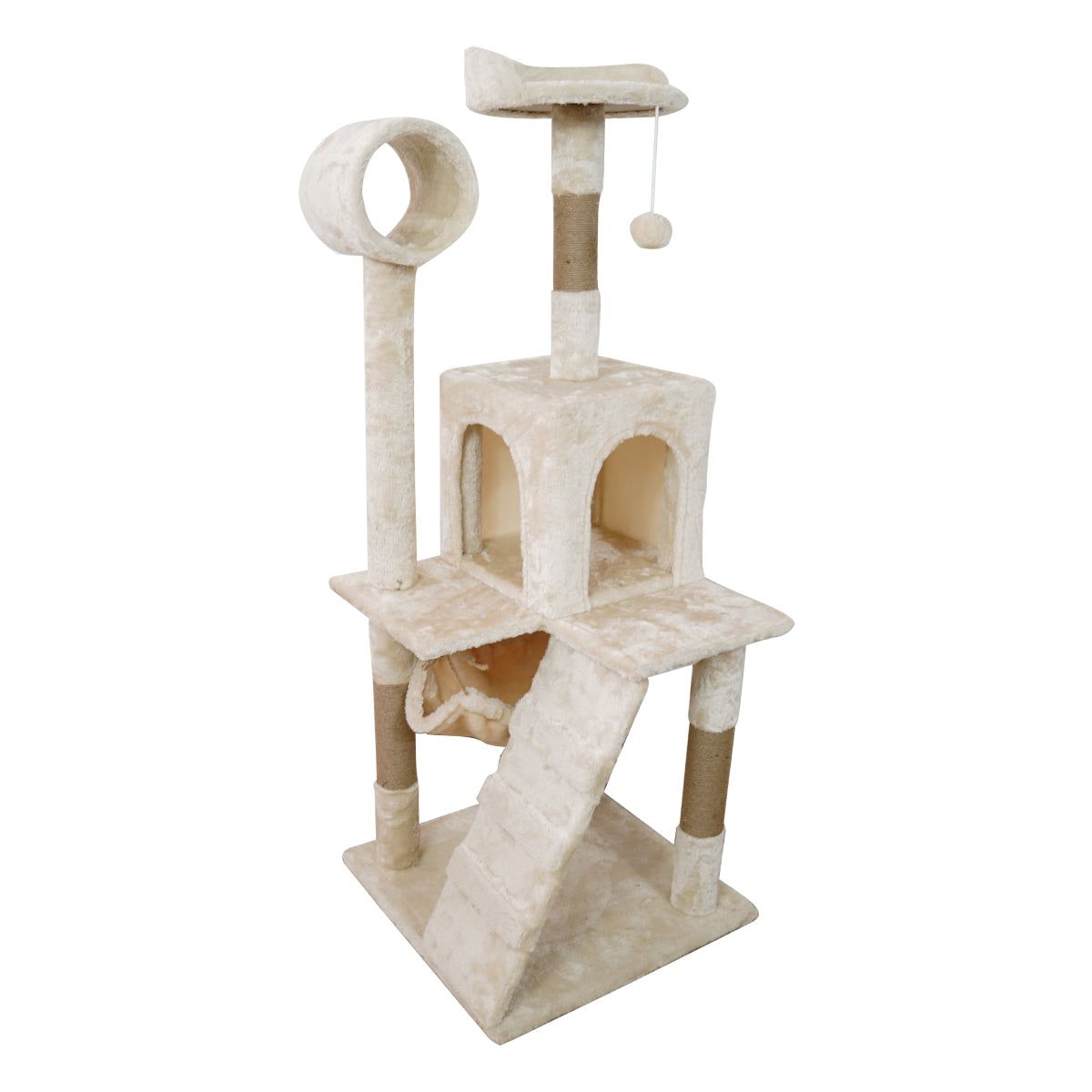 NNEDPE 135cm Cat Tree Scratching Post - Beige