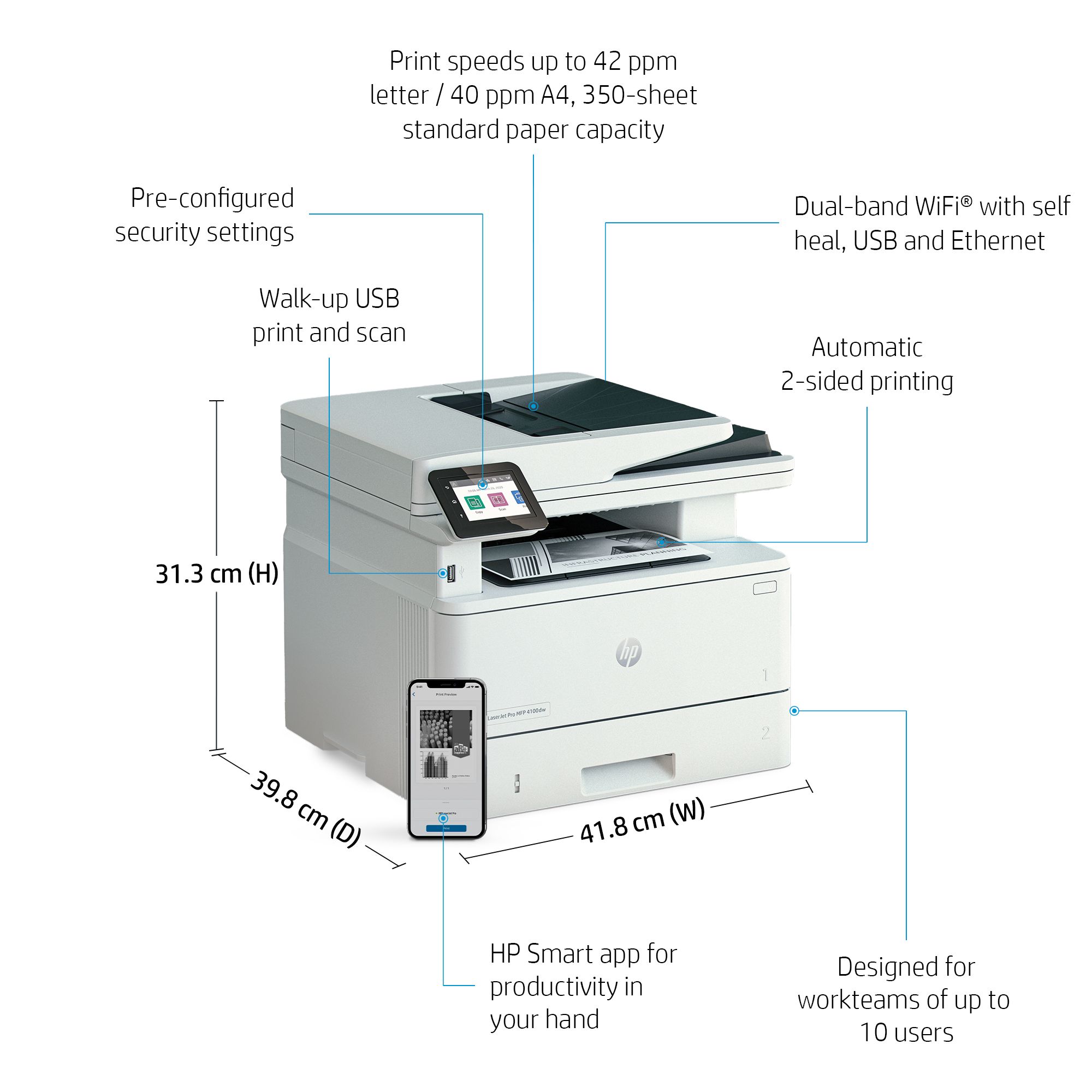 HP LaserJet Pro MFP 4101fdw Wireless Monochrome All-in-One Printer view 6