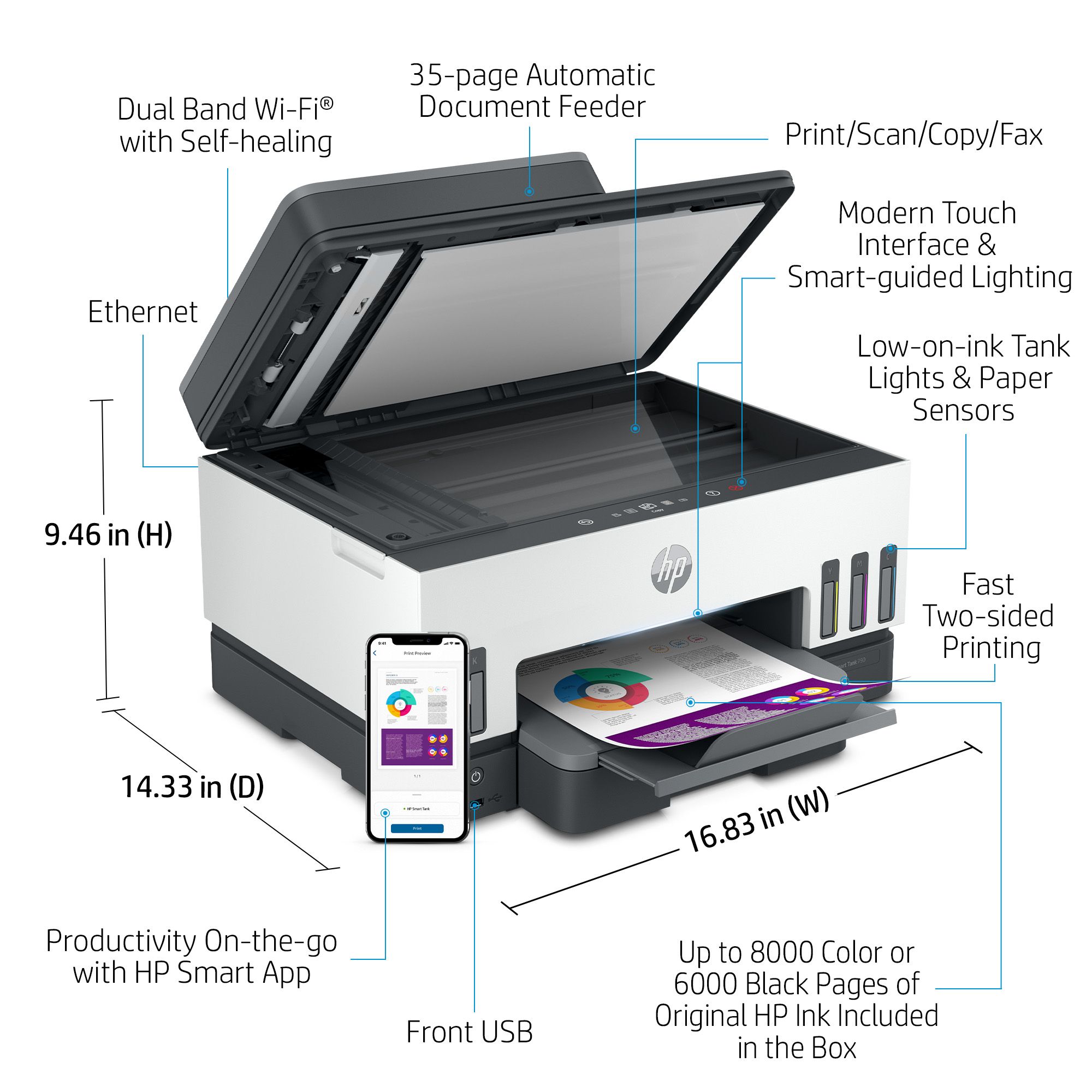 HP Smart Tank 7602 Wireless All-in-One Ink Tank Printer view 7