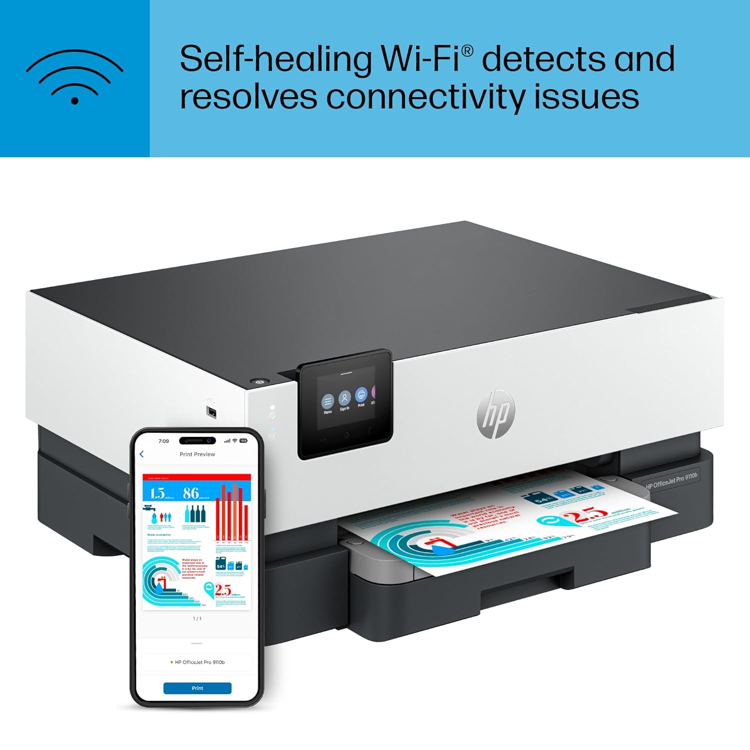 HP OfficeJet Pro 9110b Wireless All-in-One Inkjet Printer view 4