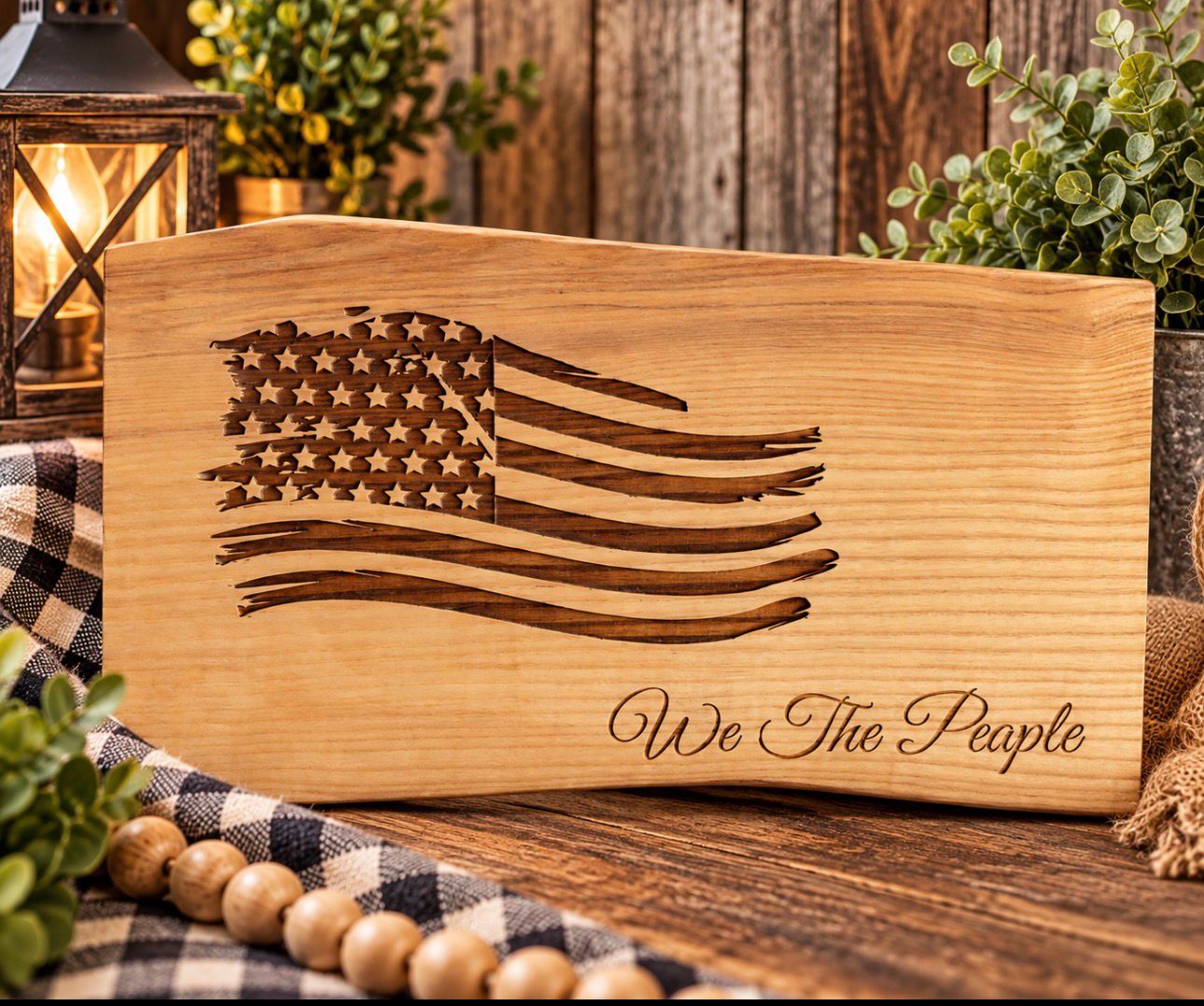 We the people wooden sign