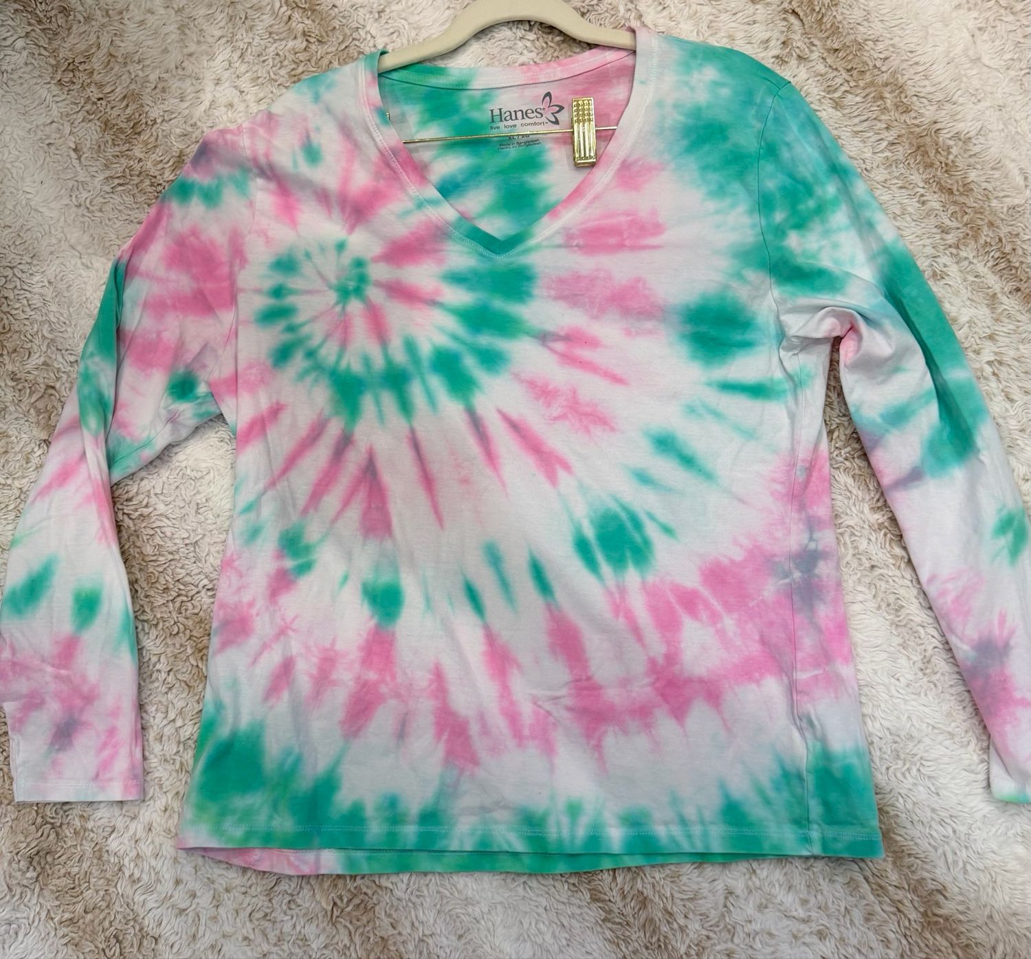 Long Sleeve Pink And Green Size XL