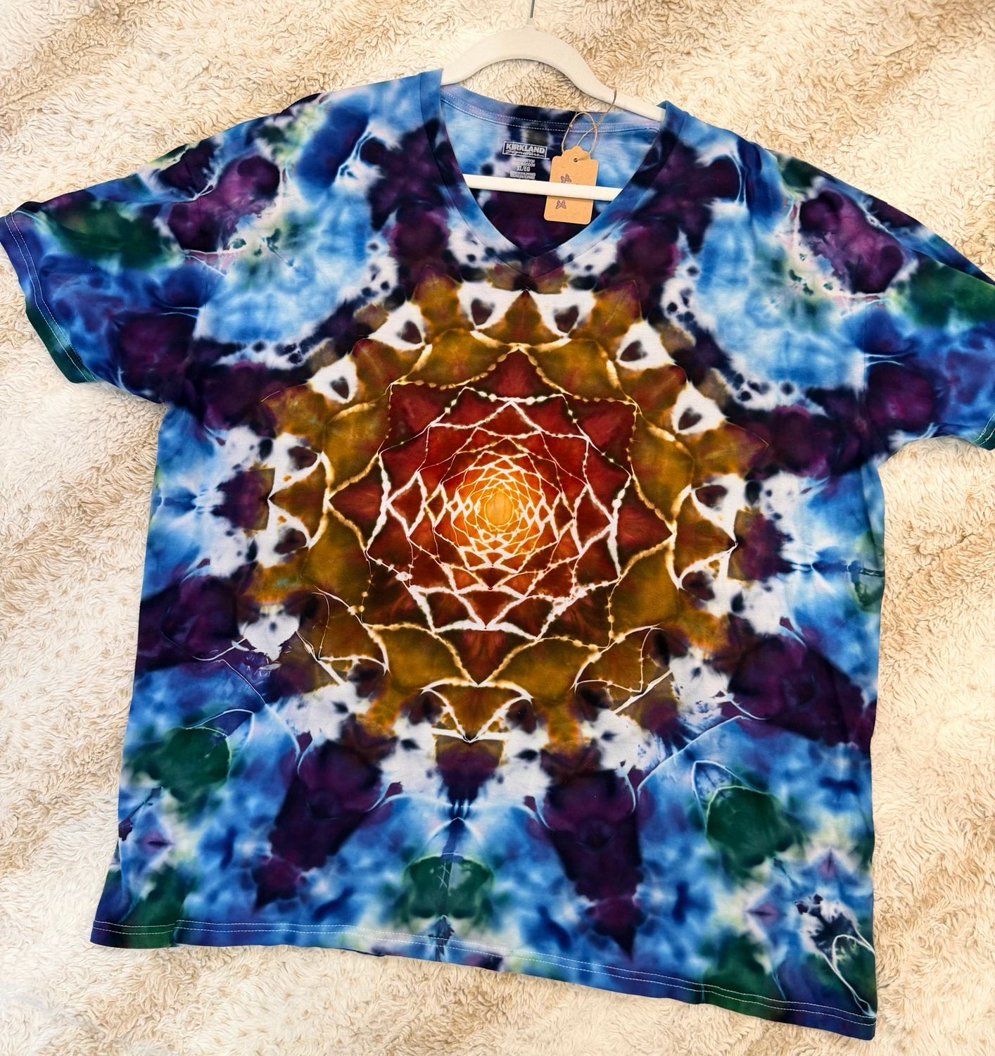 Tie Dye Blue Gold Mandala XL