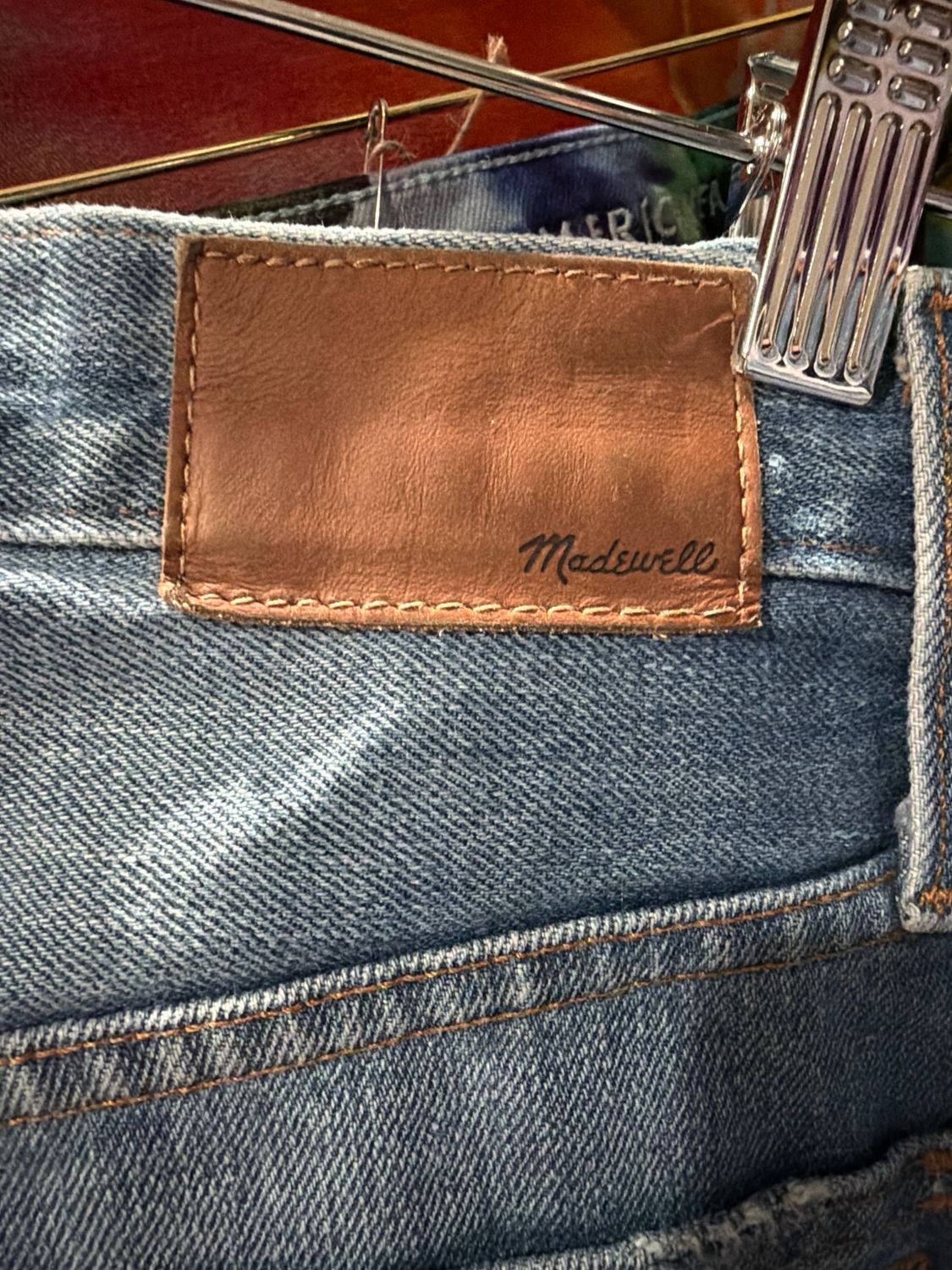 Madewell Women’s Upcycled Jeans With Vintage Quilt Ice Dye Side Panels.  Collaboration With Button &amp; Trixie.  30” Waist And 29” Inseam