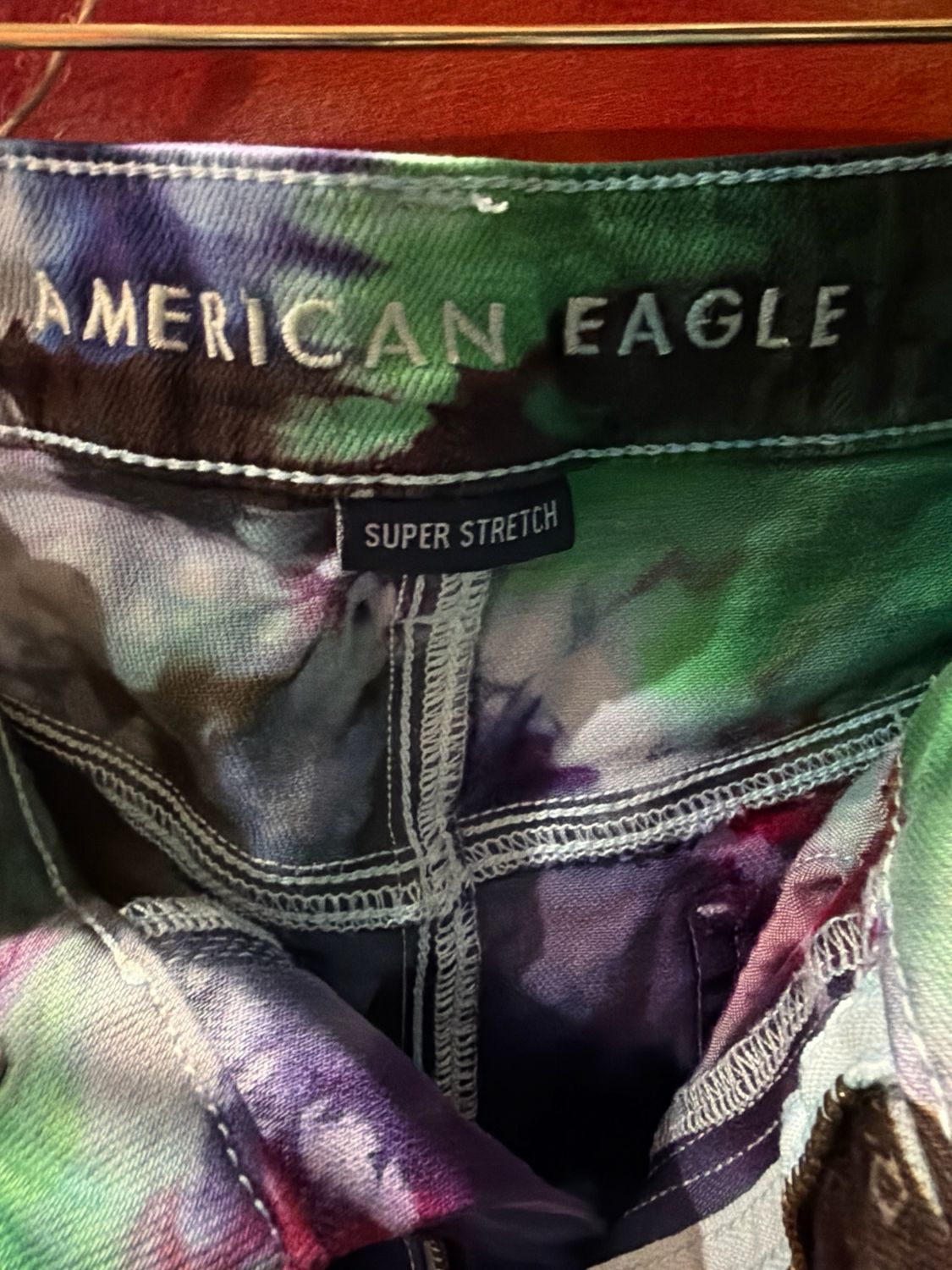 White Jeans Tie Dyed.  American eagle Super Stretch 30 Waist.  Crop Pants