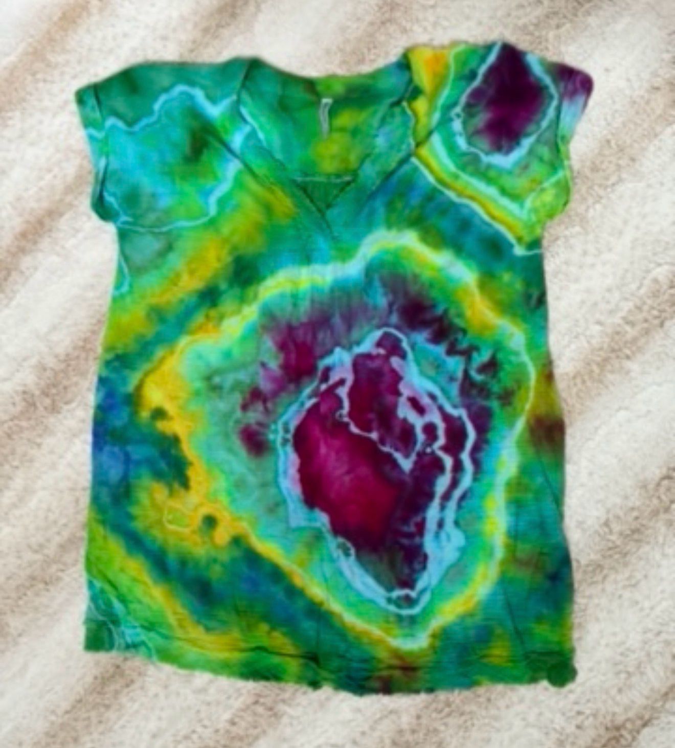 Cotton Gauze V Neck Short Sleeve Beach Cover Up. Size Medium.