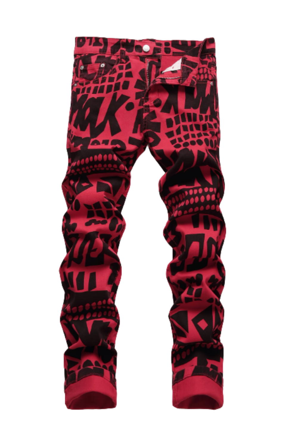 Digital Print Denim Jeans – Men’s Irregular Pattern Streetwear Pants