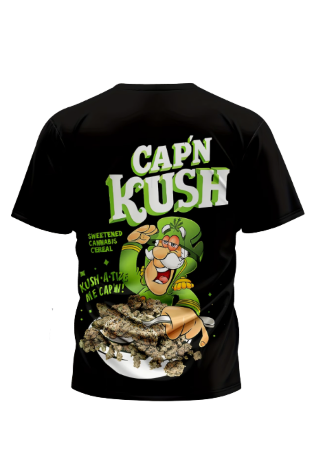 CAPN KUSH 3D Printed T-Shirt – Green White Streetwear Graphic Tee