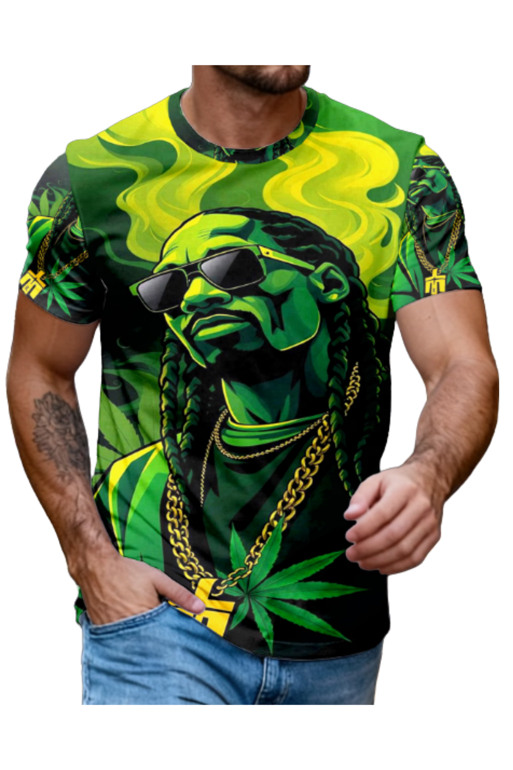Green Smoke Hip-Hop T-Shirt – Summer Streetwear Graphic Tee