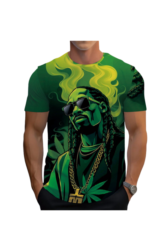 Men’s Green Rap Text Print T-Shirt – Hip-Hop Lyrics Streetwear Summer Tee