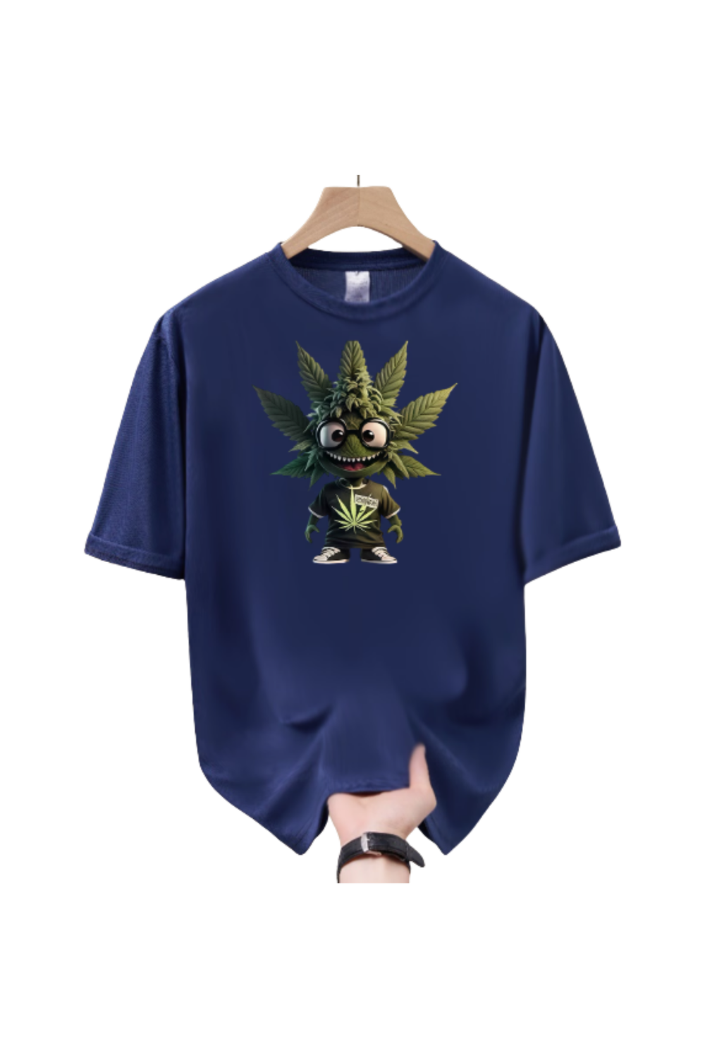 Men’s Cannabis Character Graphic T-Shirt – Hip-Hop Cartoon Summer Tee