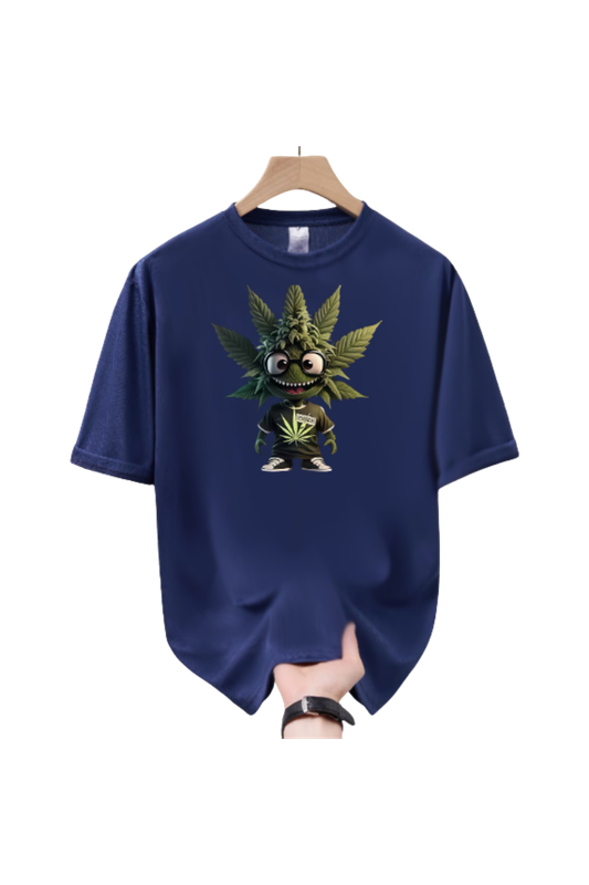 Men’s Cannabis Character Graphic T-Shirt – Hip-Hop Cartoon Summer Tee