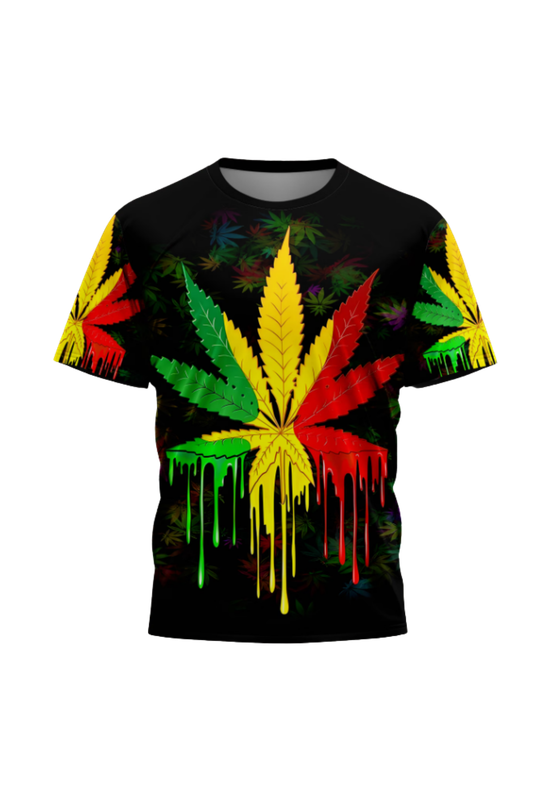 Colorful Leaf Graffiti T-Shirt – Reggae Style Streetwear