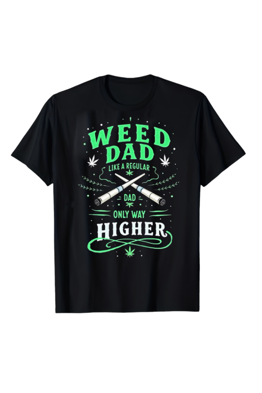Men’s Weed Dad Vintage T-Shirt – Black Loose Fit Cotton Shirt
