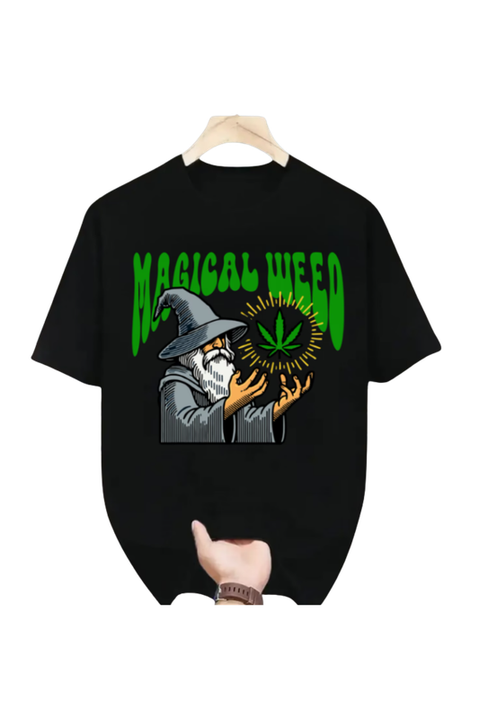 Magical Weed Wizard T-Shirt – Magic Leaf Wizard Graphic Tee, Unisex, Machine Washable