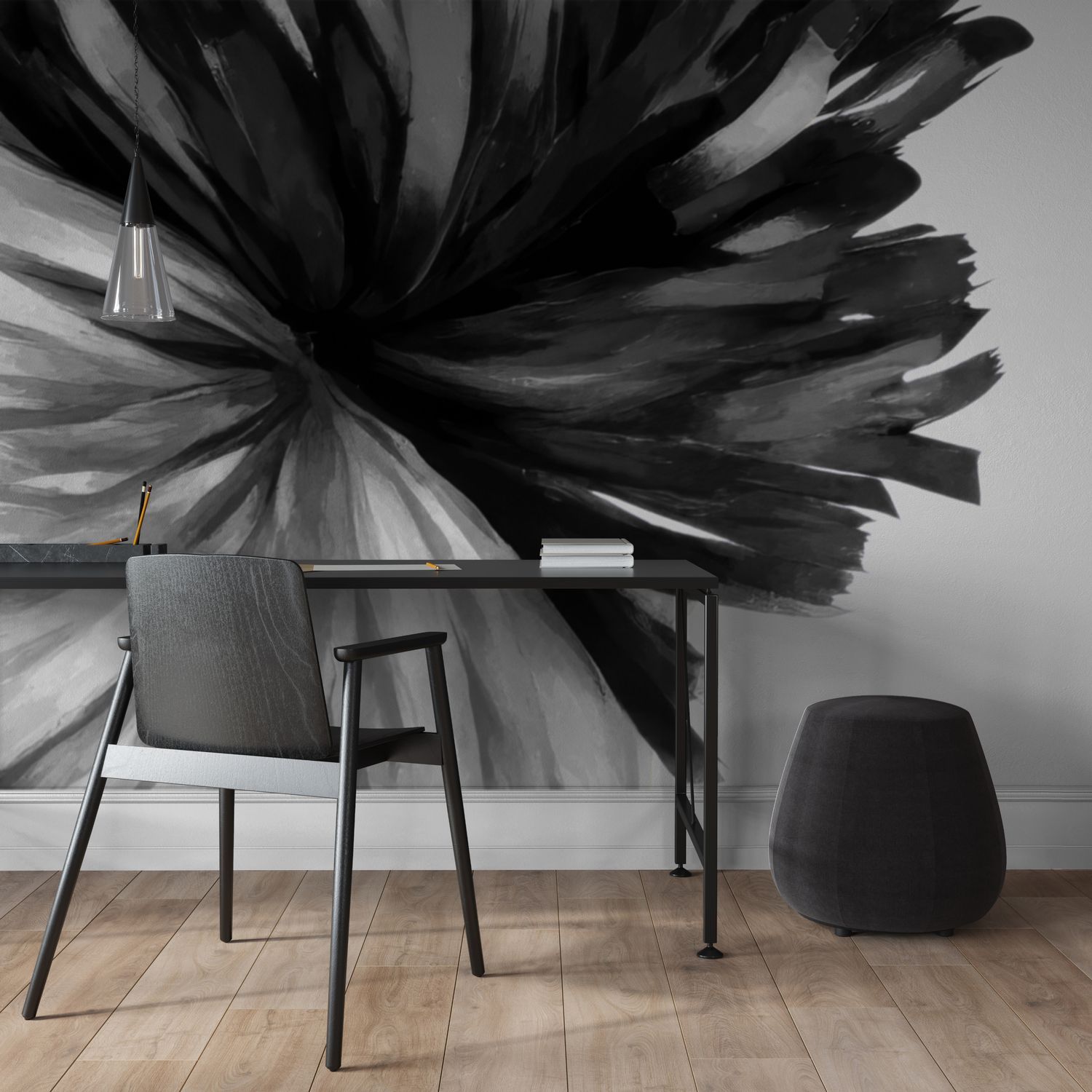 Black Burst Wallpaper Mural