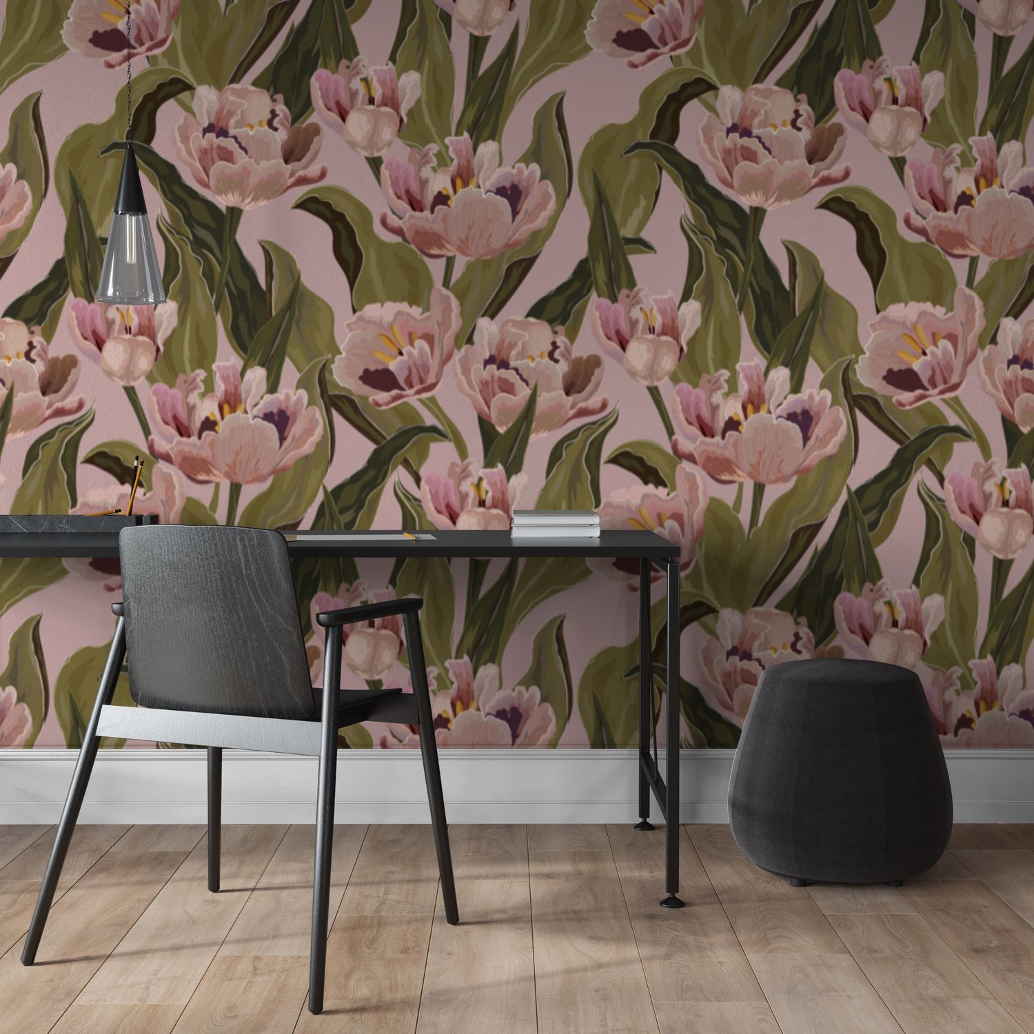 Pink Tulip Wallpaper Mural — Blush