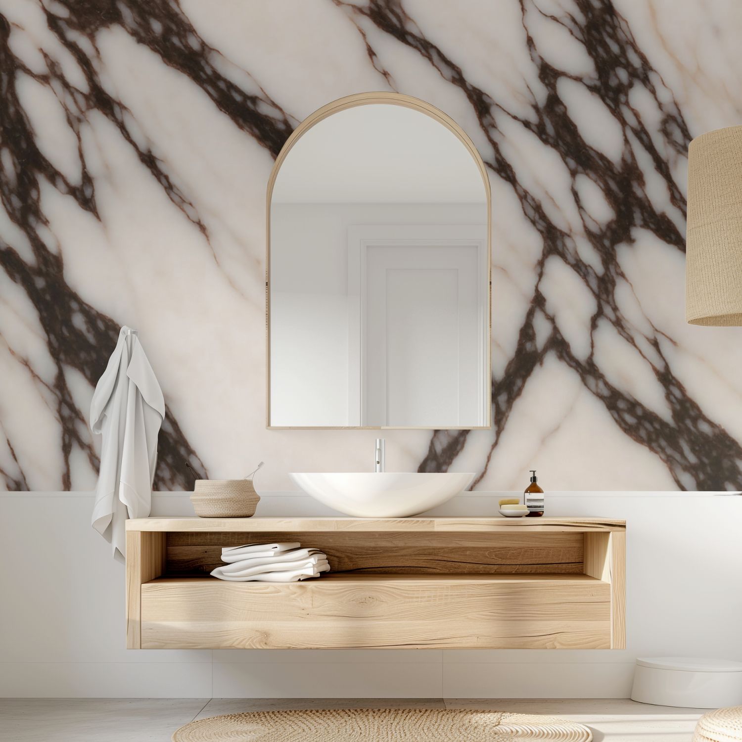 Calacatta Viola Marble Dupe Wallpaper Mural