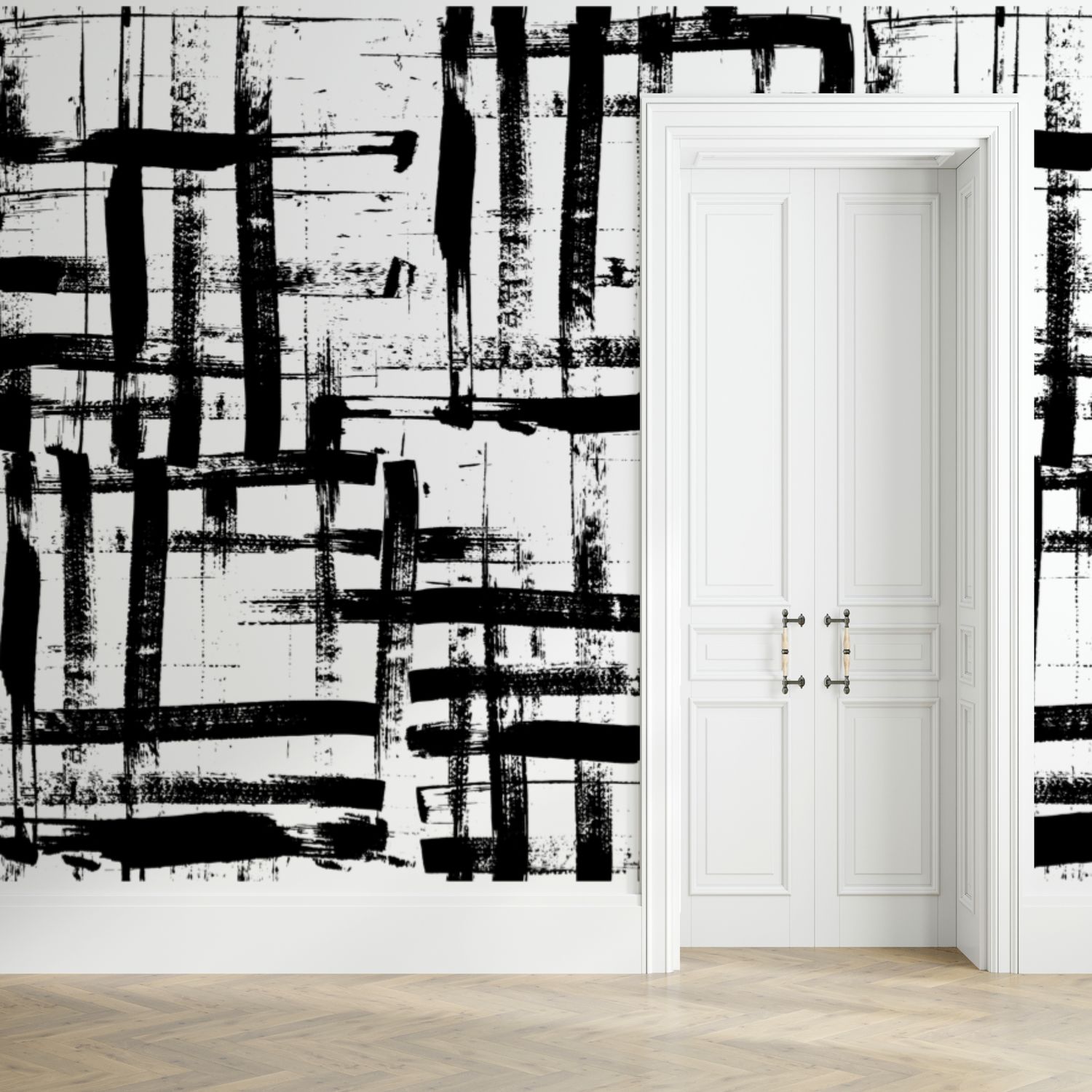 Black Grid Brush Wallpaper Mural