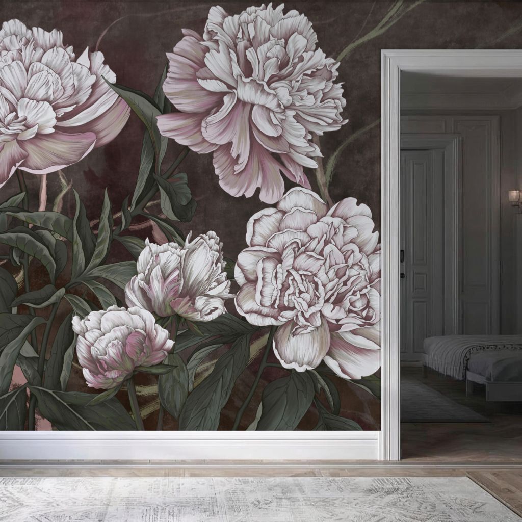 Dark Peony Wallpaper Mural