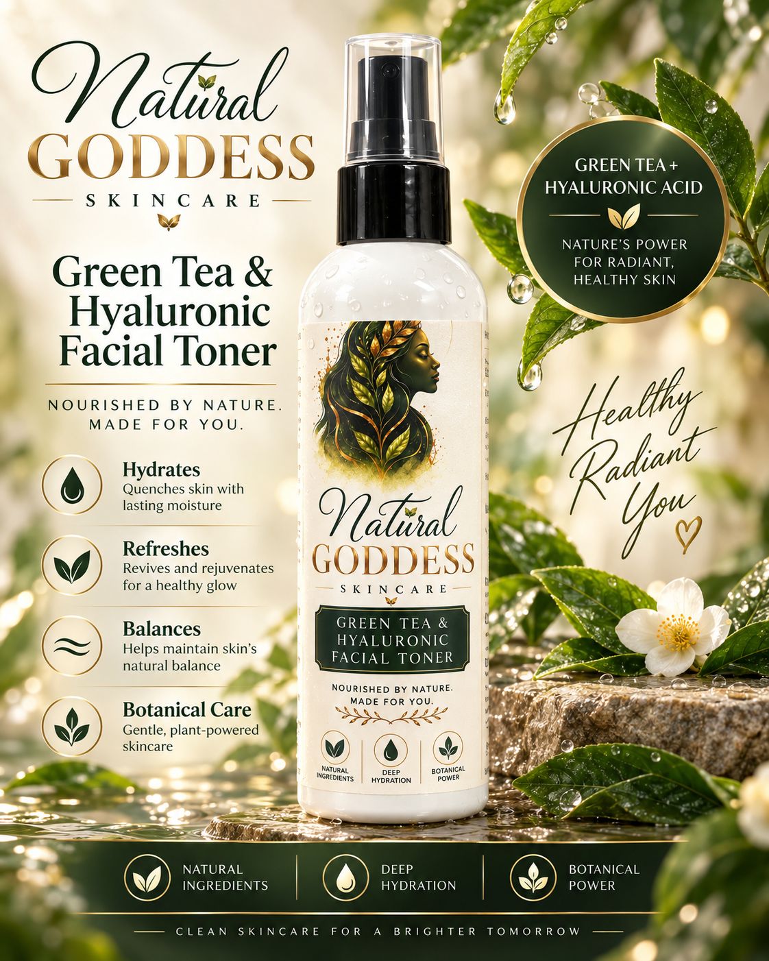 Natural Goddess Skincare Green Tea Facial Toner