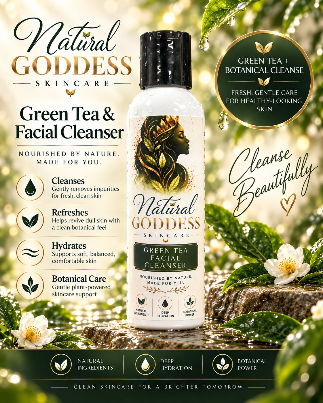 Natural Goddess Skincare Green Tea Facial Cleanser