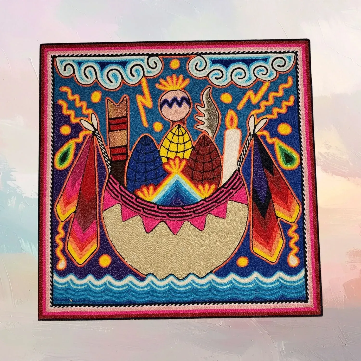 Huichol Yarn Painting 12″x12″ (#3)