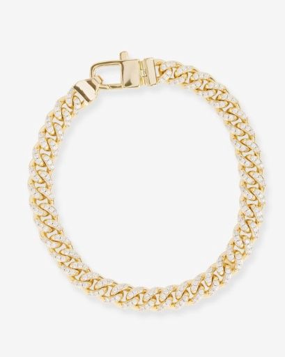 Pavé Julian Cuban Chain Bracelet 6.8mm, Size: 7.5