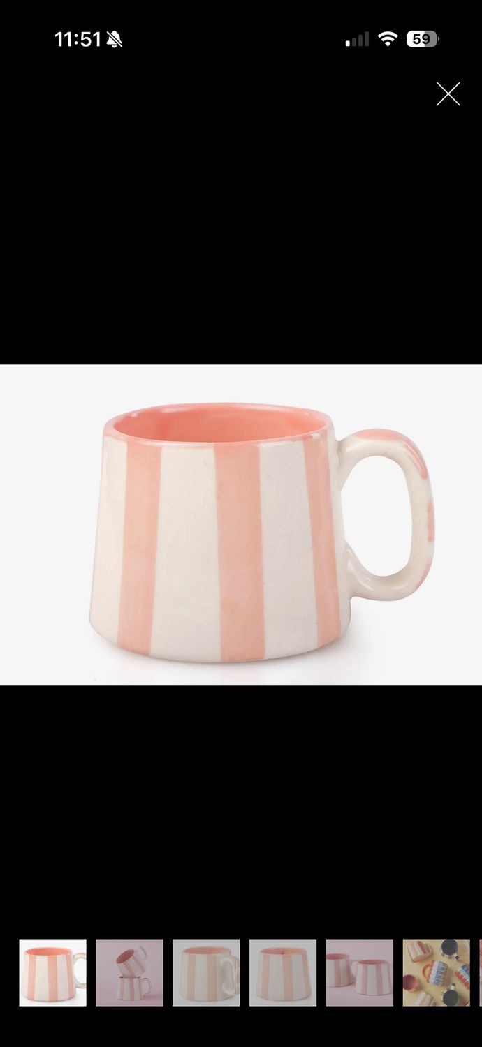 ceramic pink stripe coffee cup