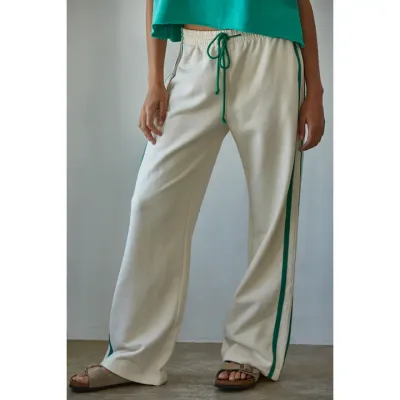 L8552 | Knit Cotton French Terry Side Contrast Trim Pants