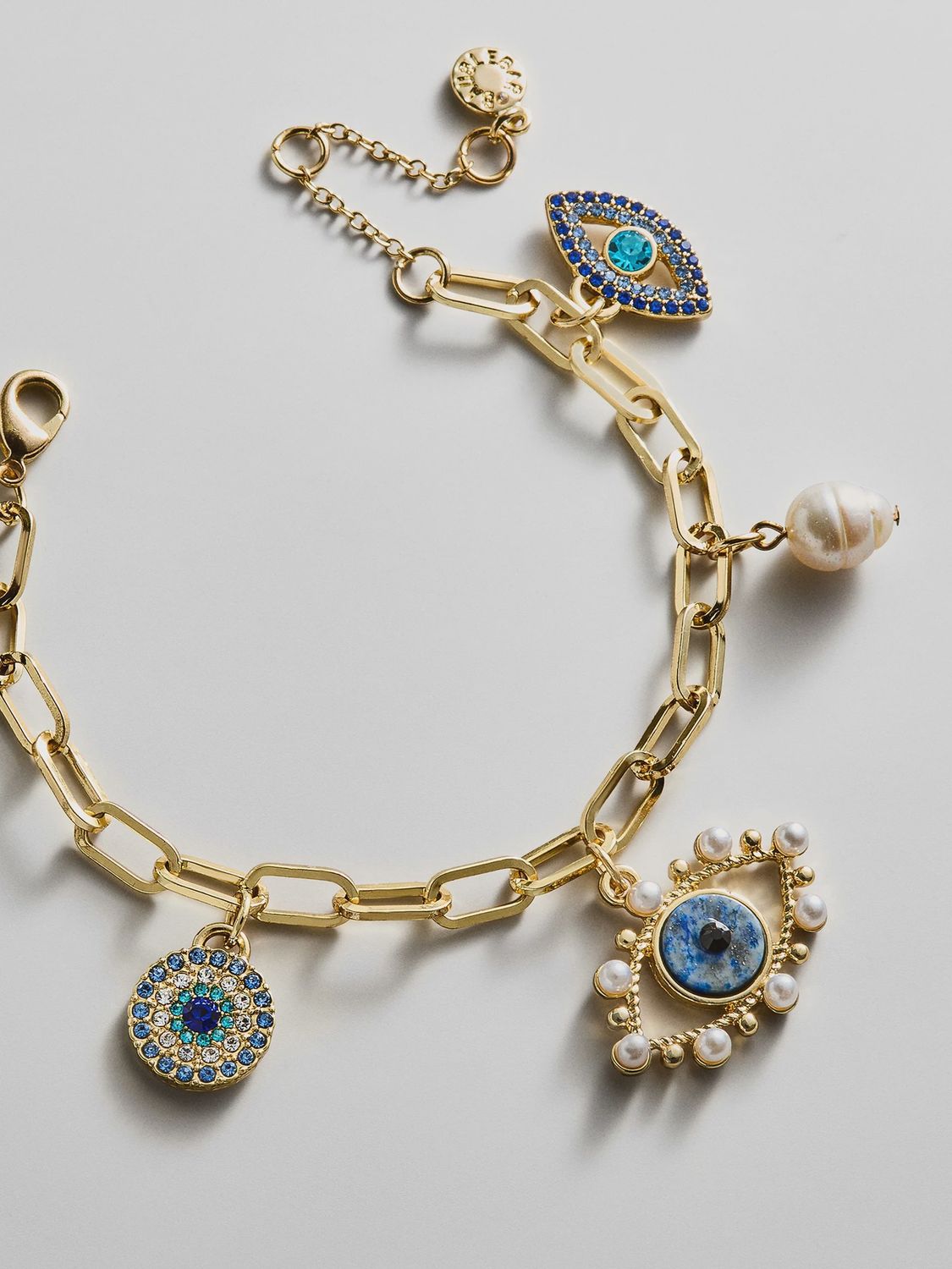 Evil eye charm bracelet gold/blue