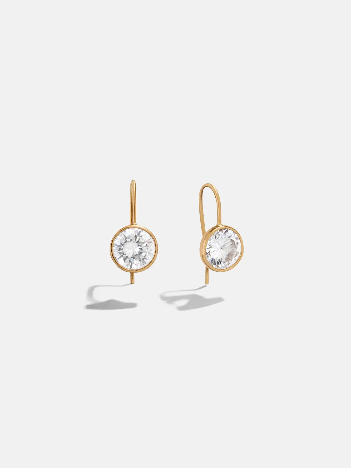 Fallon 18K Gold Bezel Drop Earrings 8mm Stone