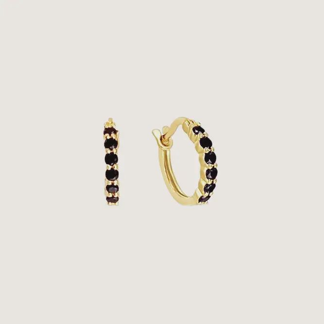 Karma Hoop Earrings - Black Spinel