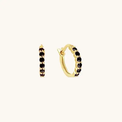Karma Hoop Earrings - Black Spinel