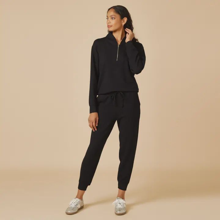 Athleisure Dreamtech zip jogger set almond/black