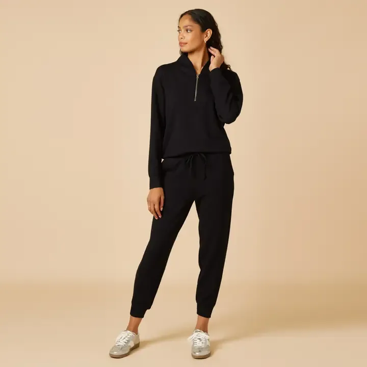Athleisure Dreamtech zip jogger set almond/black