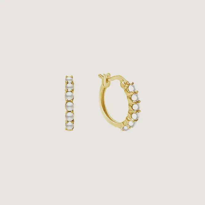 Karma Hoop Earrings - Pearl