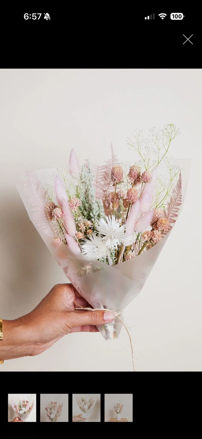 blush green and white flower mini bouquet