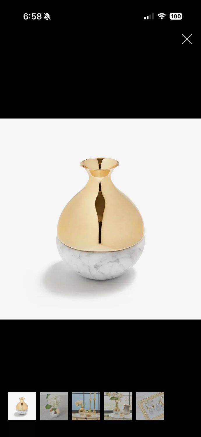 Dual Bud vase marble and gold