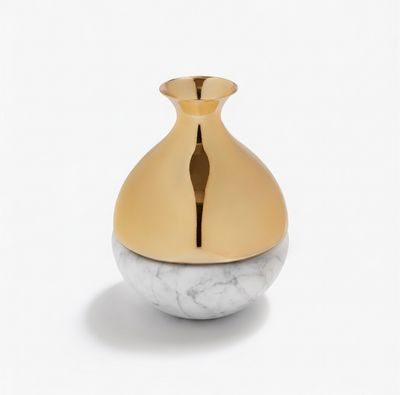 Dual Bud vase marble and gold