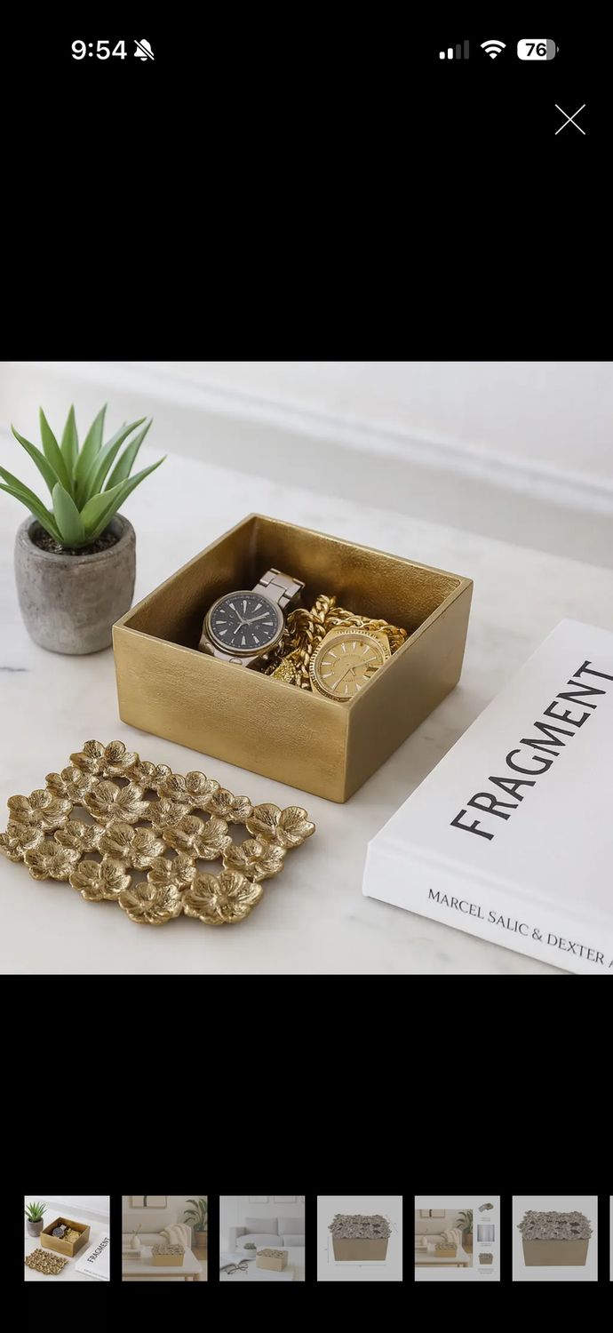 decorative box - gold aluminium flower