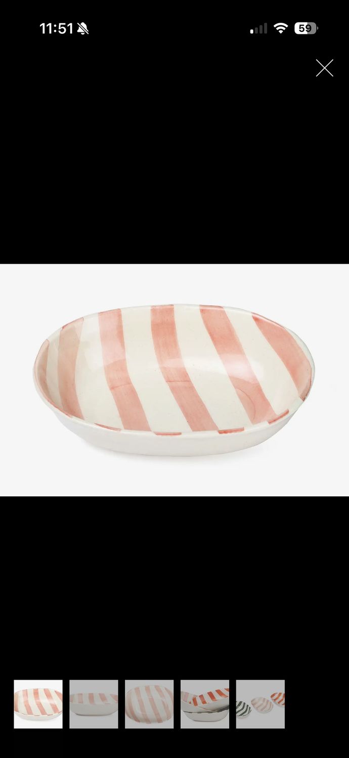 ceremic striped bowl pink