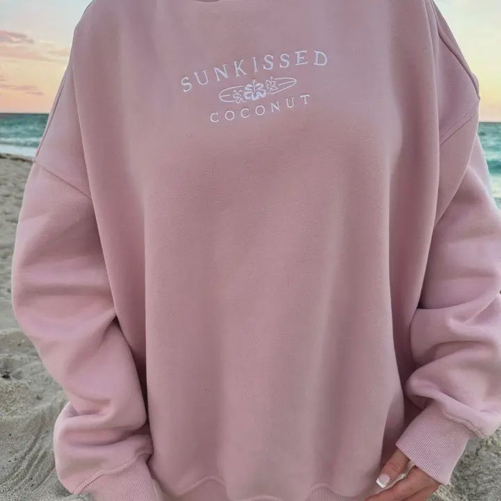 Mauve Mist Sunkissedcoconut Logo Embroider Sweatshirt