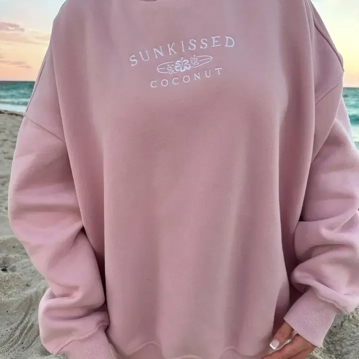Mauve Mist Sunkissedcoconut Logo Embroider Sweatshirt