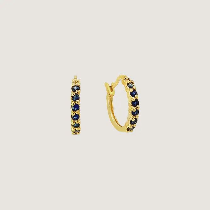 Karma Hoop Earrings - Blue Sapphire