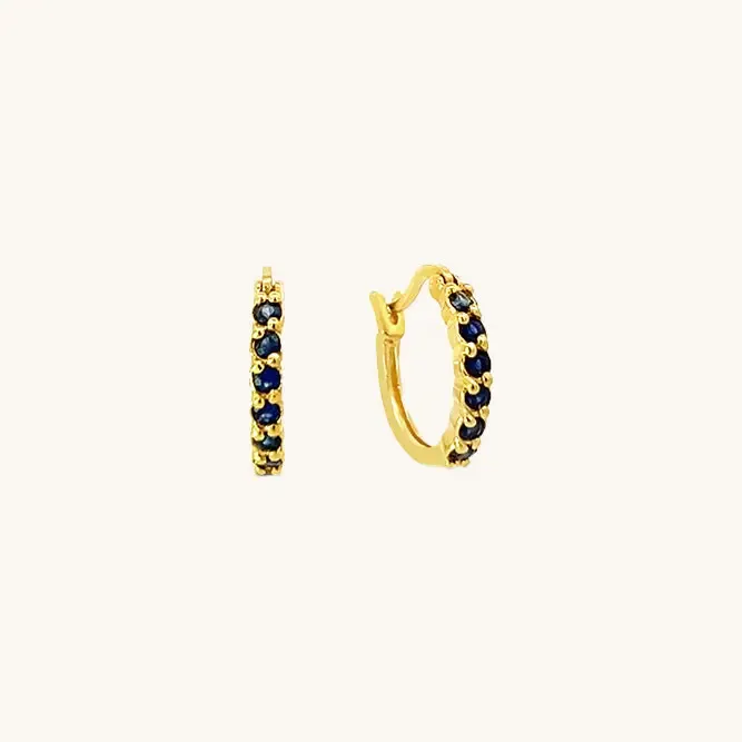 Karma Hoop Earrings - Blue Sapphire
