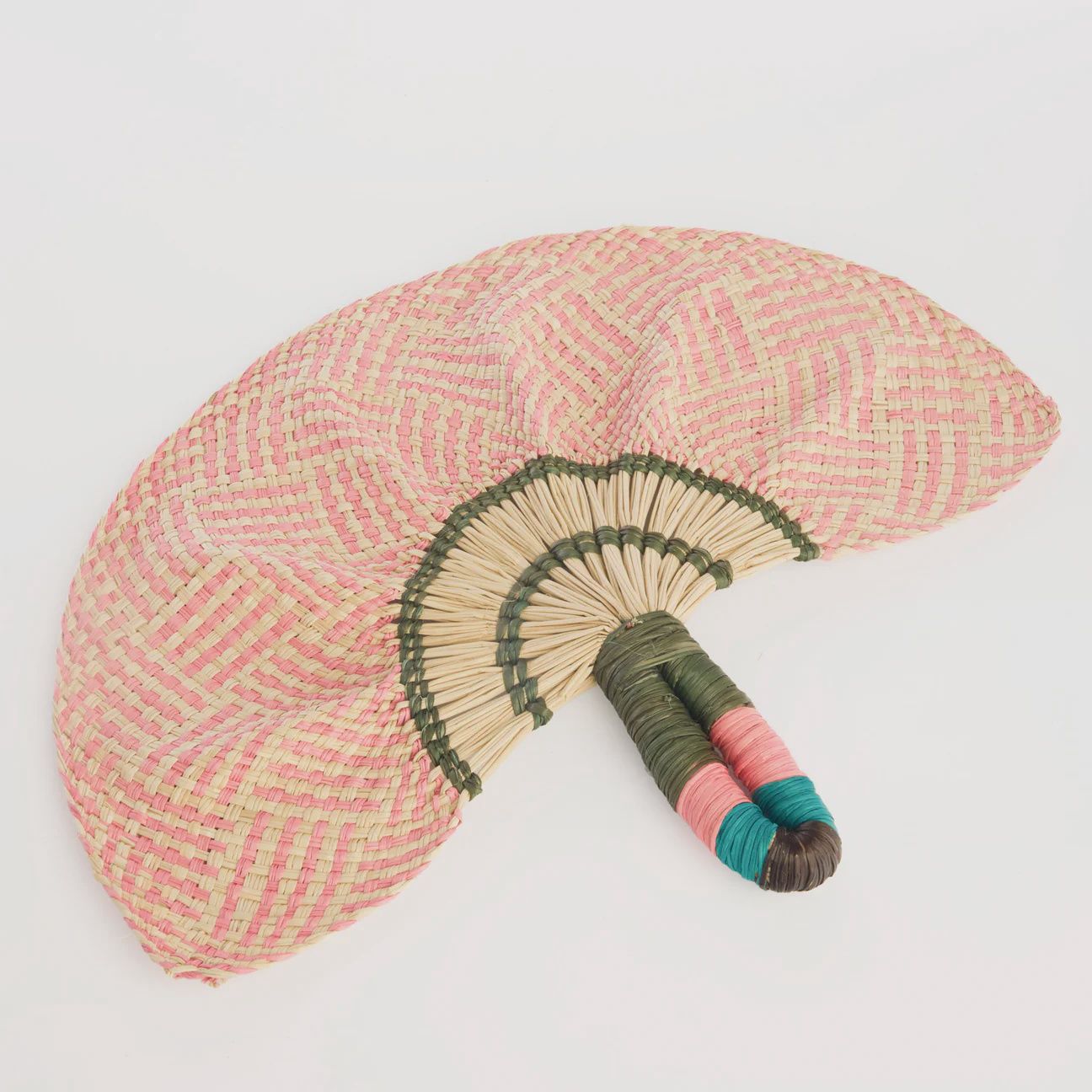 medialuna fan, Color: Pink and Olive Green