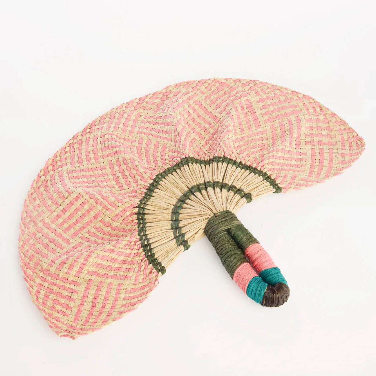 medialuna fan, Color: Pink and Olive Green