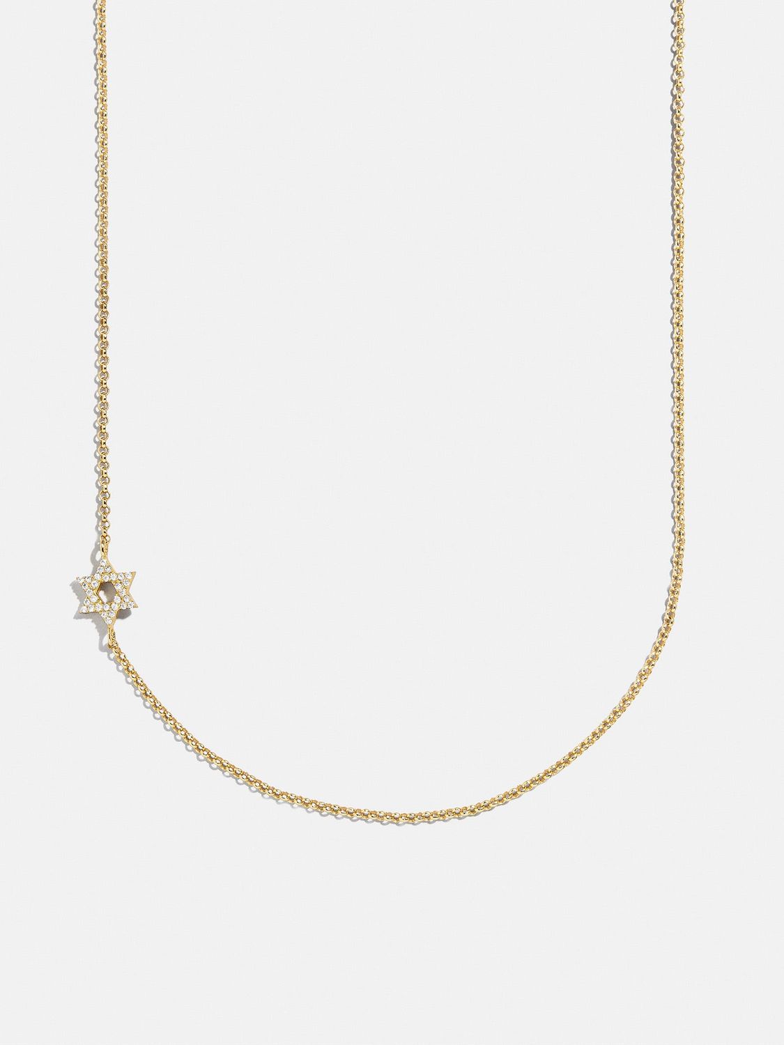 18K Gold Asymmetrical Star of David Necklace