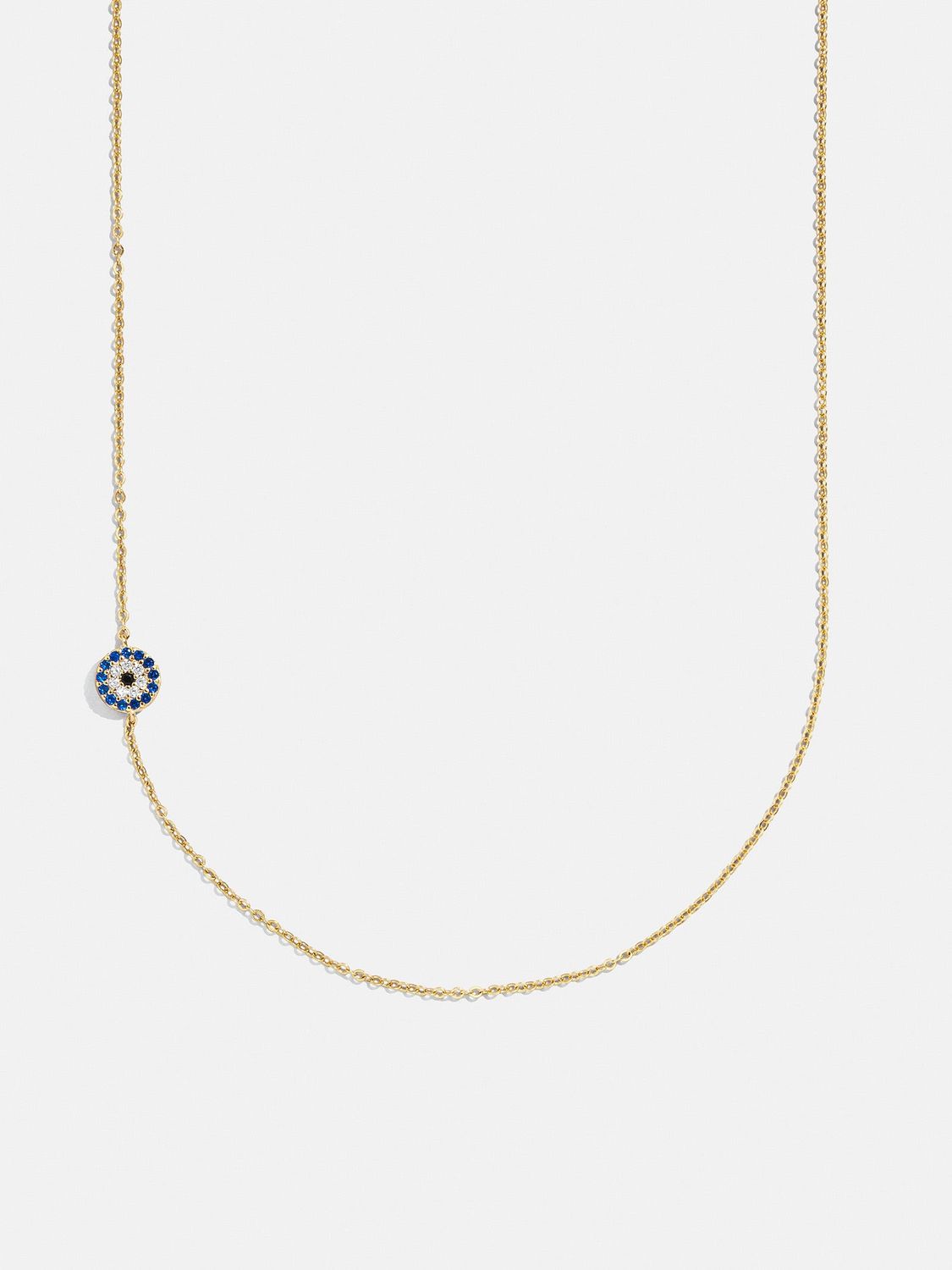18K Gold Asymmetrical Evil Eye Necklace